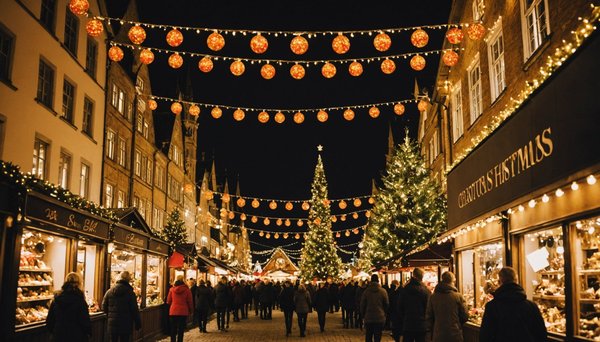 Festliche weihnachtsmarkt deko für ihre perfekte verkaufspräsentation